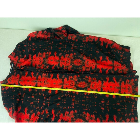 Josie Natori Womens L Red Wool Open Front Wrap Kimono Duster Cardigan Boho Artsy - Picture 7 of 8